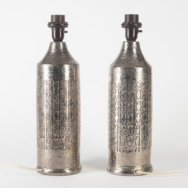 Table lamps, a pair, Bitossi for Bergboms, second half of the 20th Century.