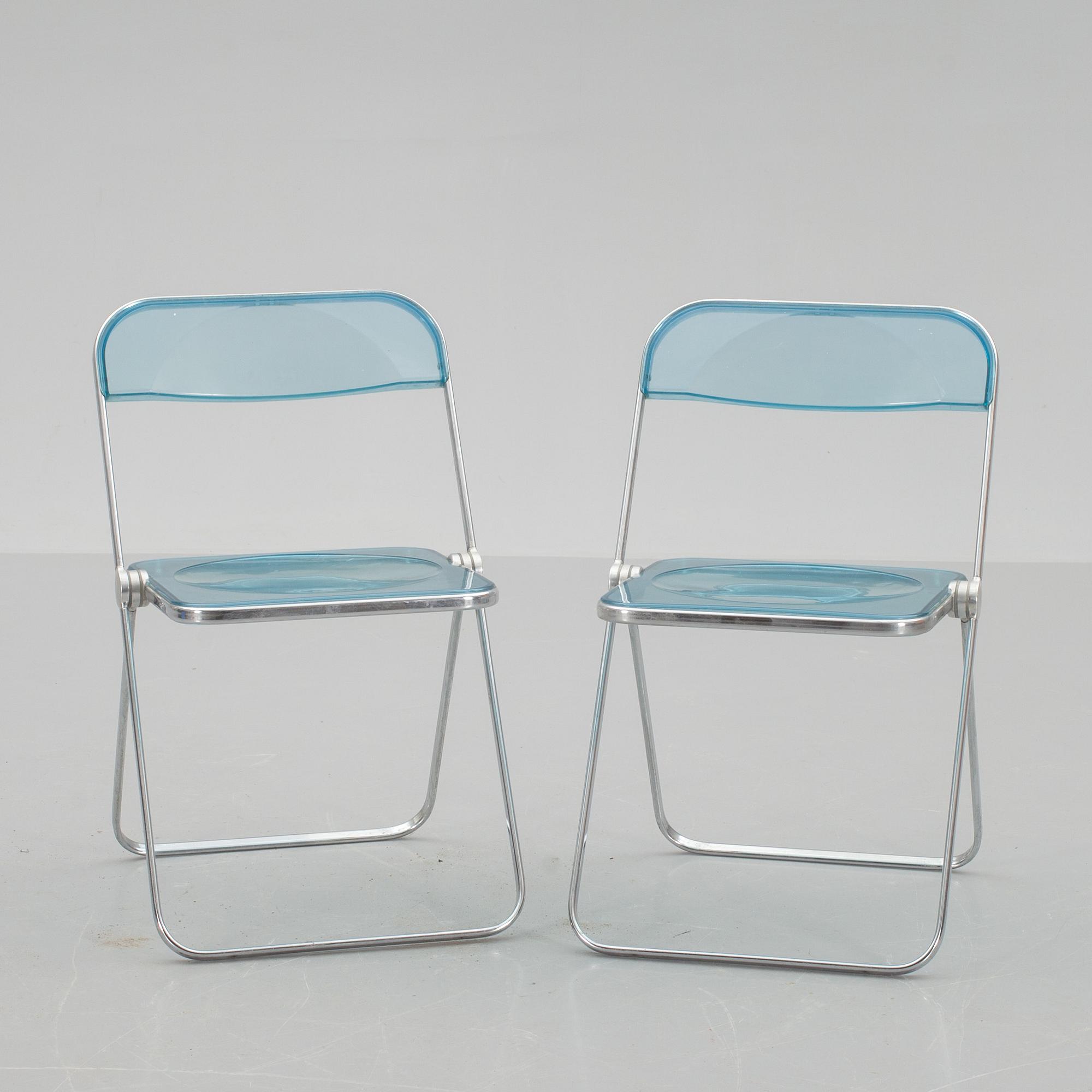 STOLAR, 2 st, "Plia", Giancarlo Piretti för Castelli, Italien, 1970/80-tal.
