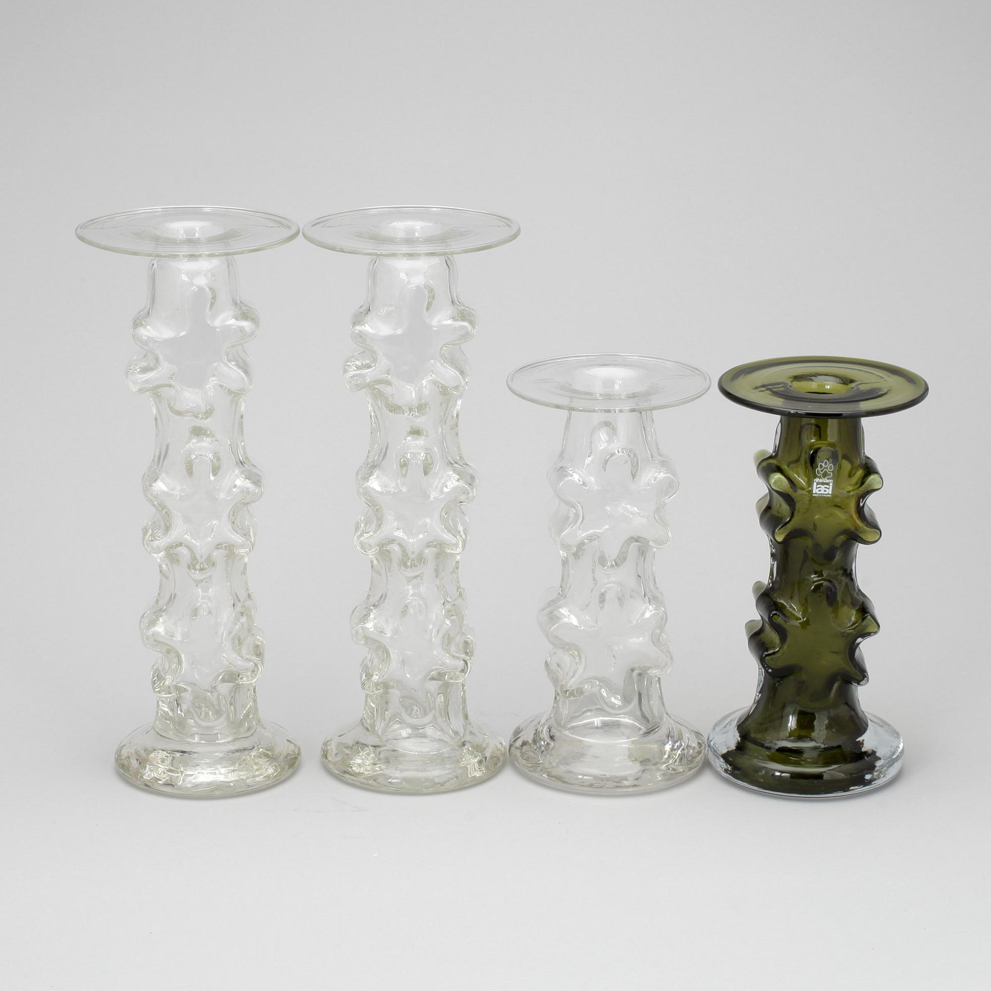 LJUSSTAKAR, 4 st, glas, Erkkitapio Siiroinen, Riihimäen Lasi, 1900-talets slut.