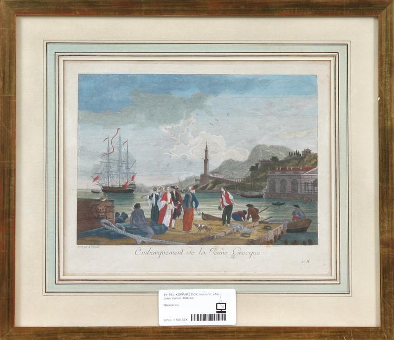 KOPPARSTICK, kolorerat, efter Jules Vernet, 1800-tal.