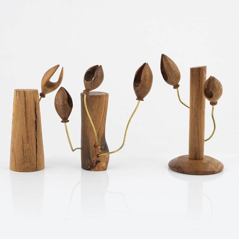 Magnus Ek, a set of three oak wood snacks holders for Oaxen Krog.