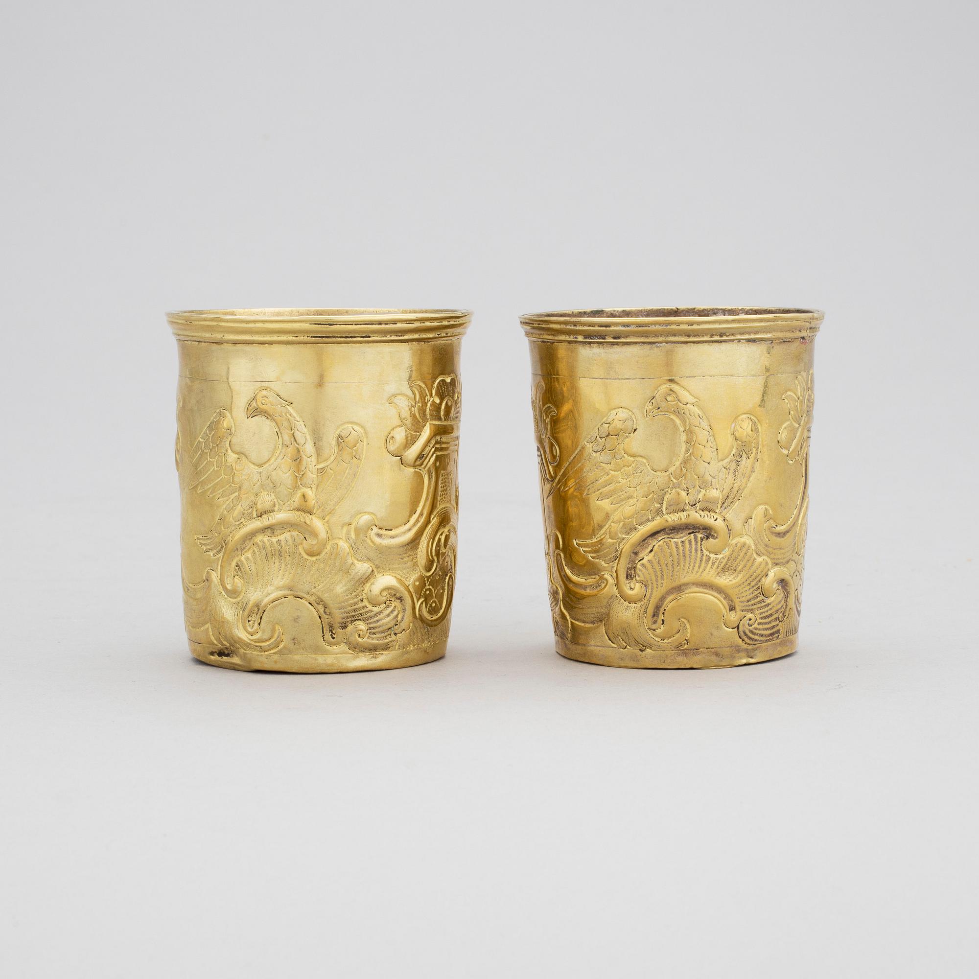 BÄGARE, mässing /Argent haché, troligen sent 1700-tal, Ryssland.