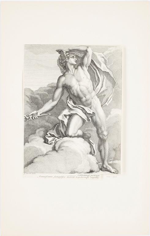 PARTI GRAFIK, 7 st, 1700-tal samt AKVARELLER, 2 st, av Jocke Åkerblom, daterade 1927.