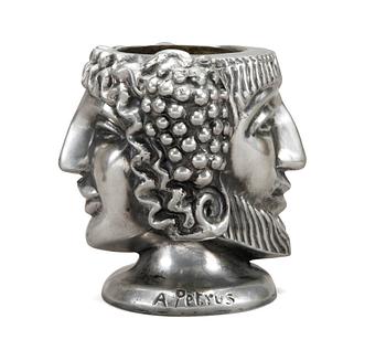 75. A PEWTER VASE,