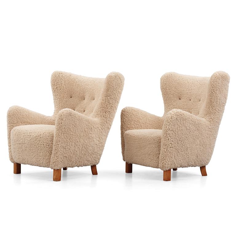 A pair of easy chairs, Denmark 1940s.