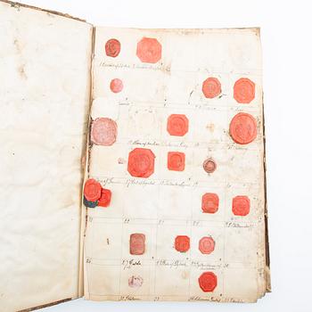 Större samling lacksigill, samt några oblater m m, 1700 - 1800-tal.