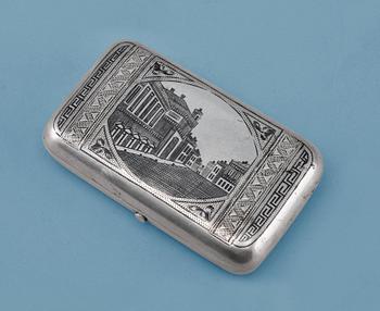 A CIGARRETTE CASE, 84 silver, niello. Sergei Nazarov Moskow 1880 t. Weight 158 g.