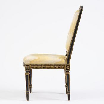A French Louis XVI chair, late 18th century.