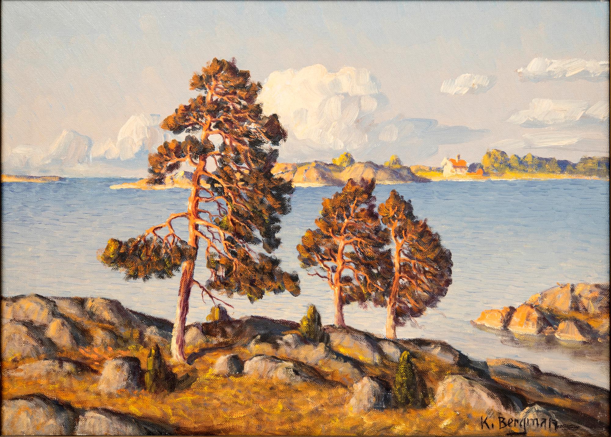 Karl Bergman, Archipelago scene with pine trees.