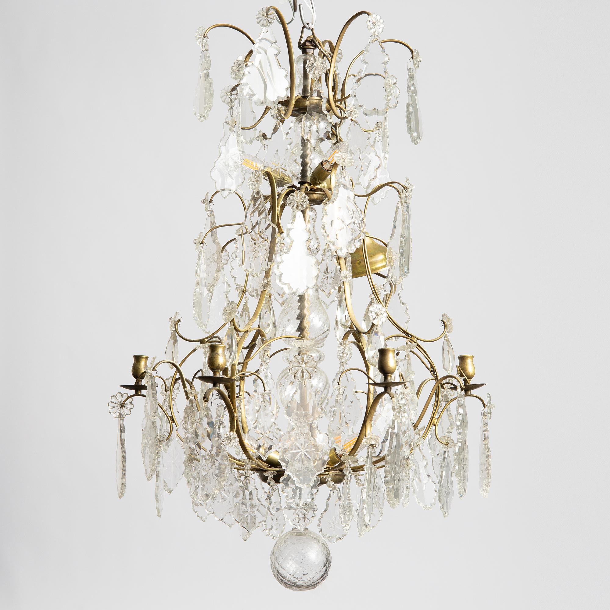 A rococo style chandelier, first half of the 20th century.