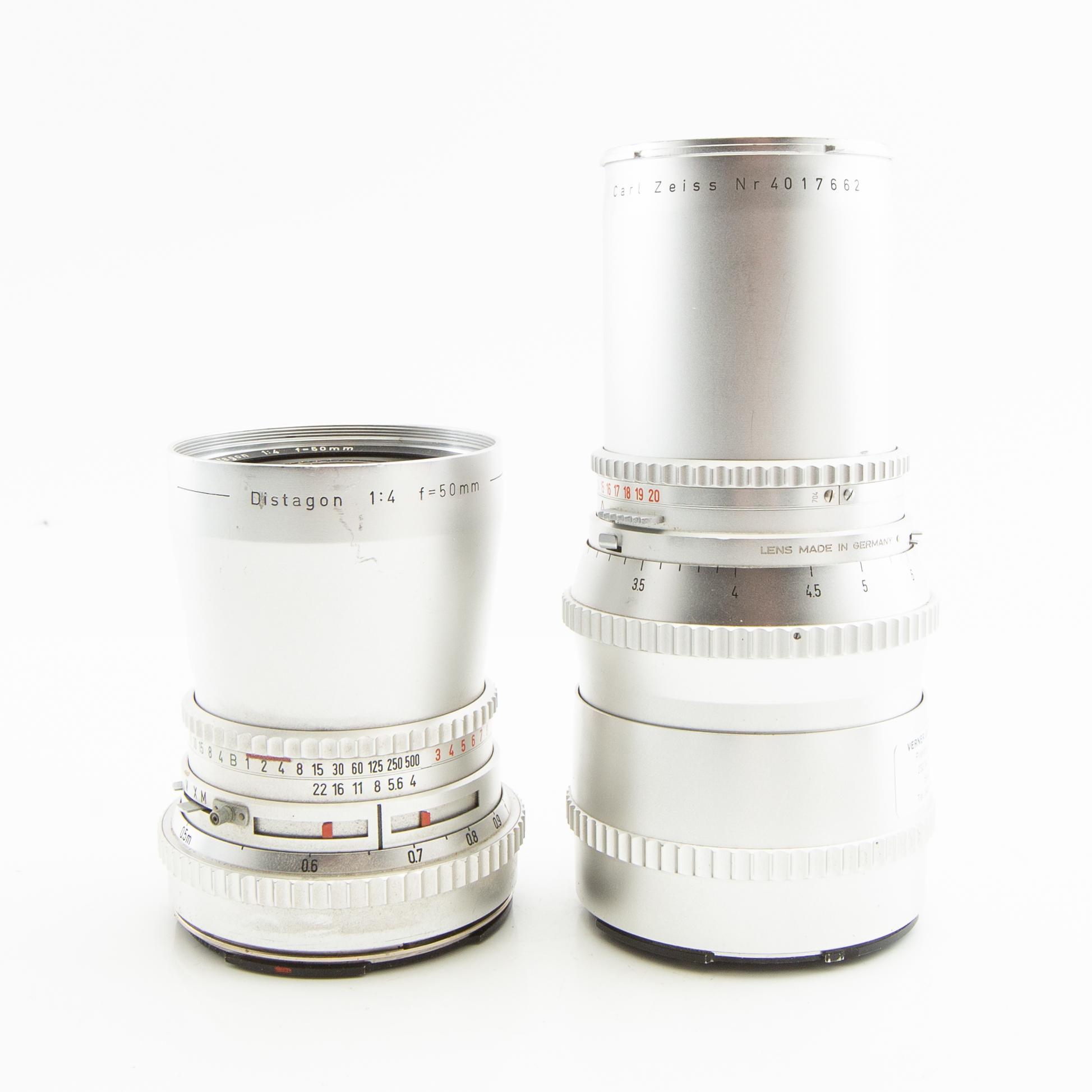 Hasselblad 500 C/M camera with lens and accessories.