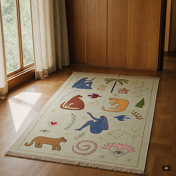 A hand-embroidered kilim rug, c. 186 x 125 cm.