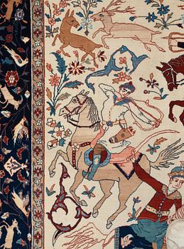 A RUG, semi-antique Esfahan, Seirafian, ca 169 x 108 cm (as well as a flat woven area at each end).