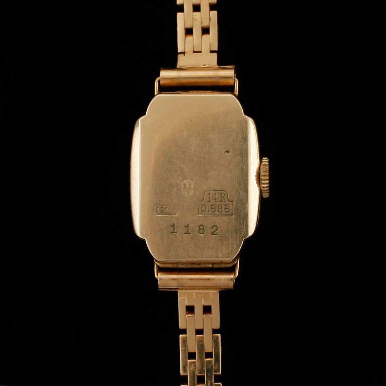 ARMBANDSUR, dam, 14k resp 18k, Elida, 1900-talets mitt. Totalvikt 19,8g.