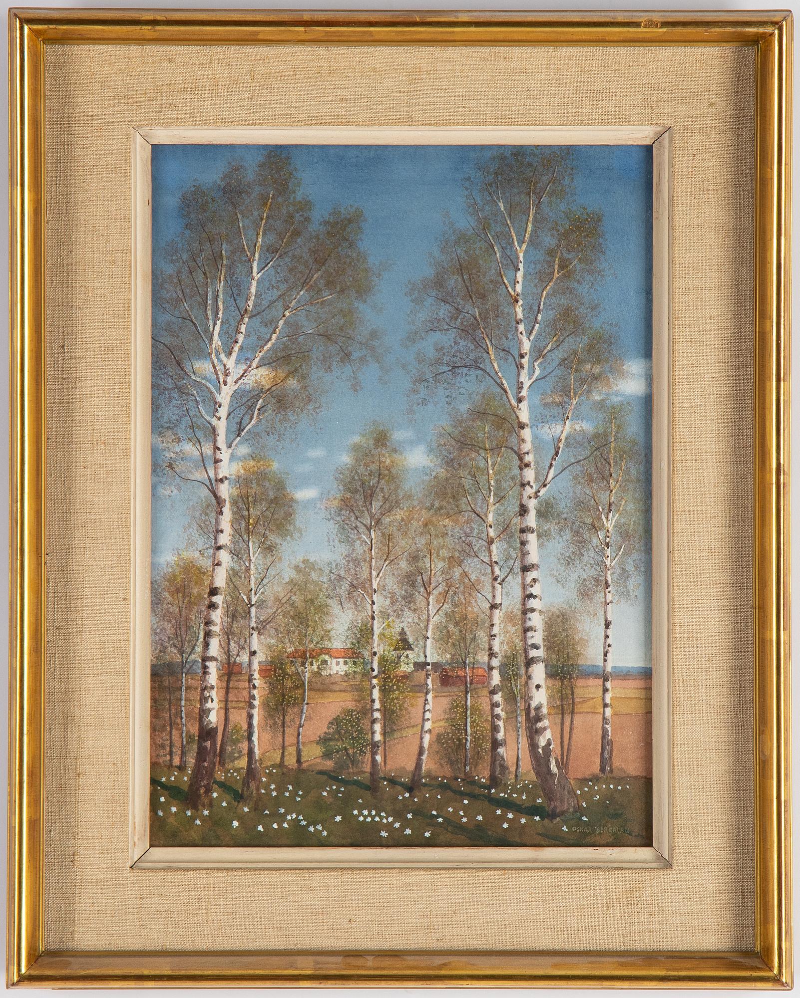 Oskar Bergman, akvarell, signerad.