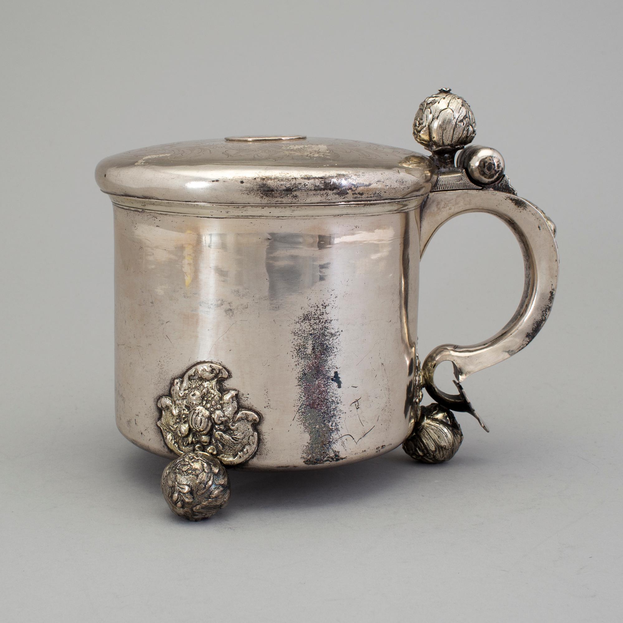 A Swedish 17th century parcel-gilt tankard, mark of Henrik Reimers, Norrkoping (1684-1693).