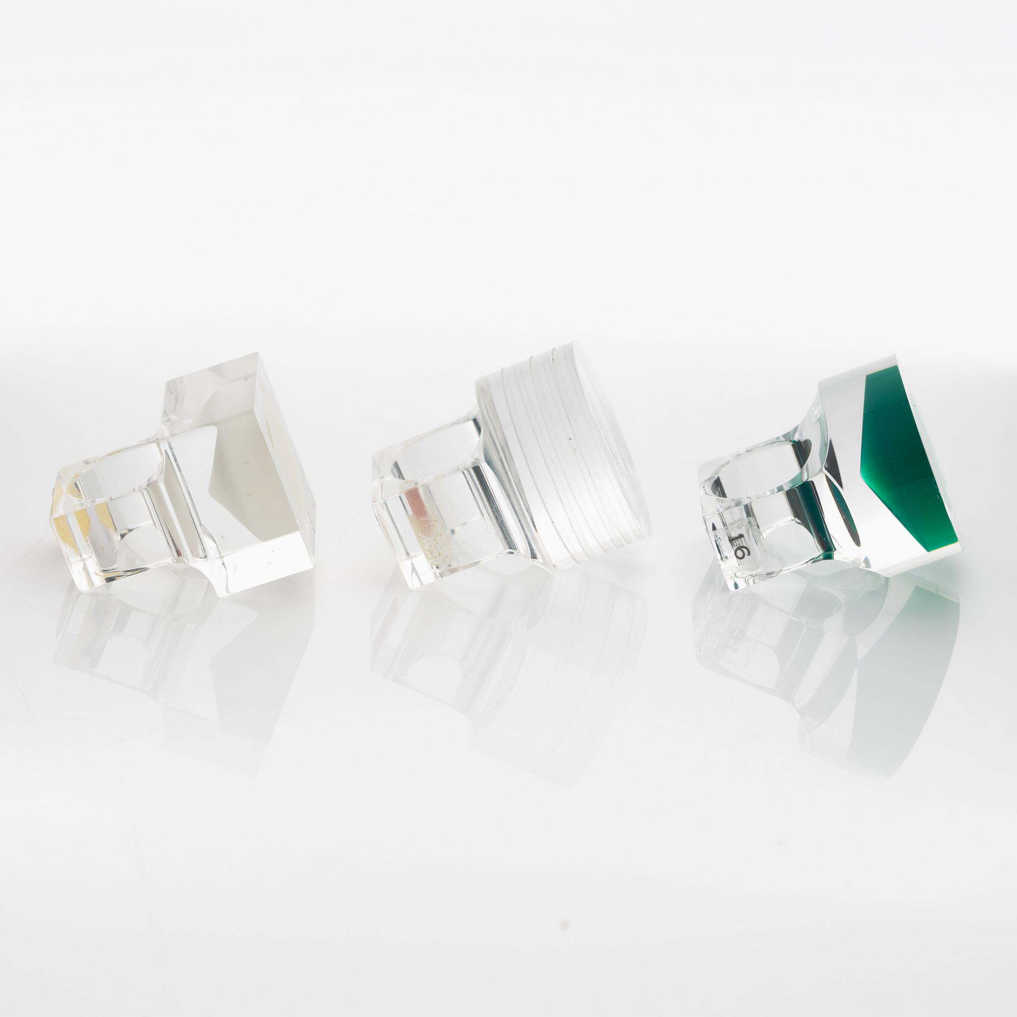 Siv Lagerström, three acrylic plastic rings, 1970s.