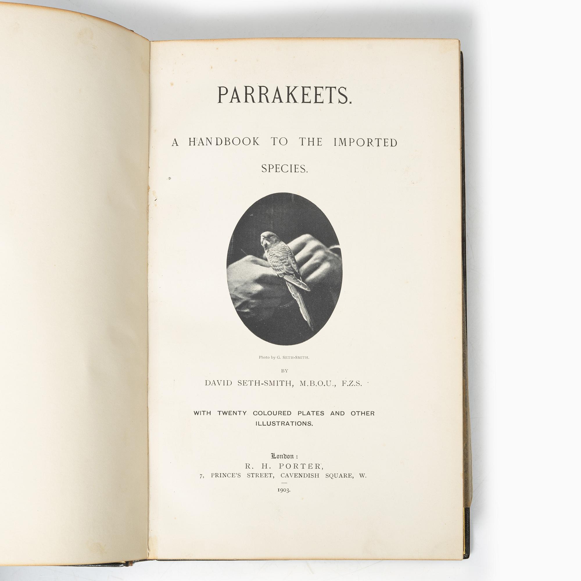 With 20 hand-coloured plates of Parrakeets.