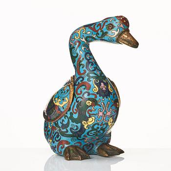 A cloissoné duck, Qing dynasty, 19th Century.