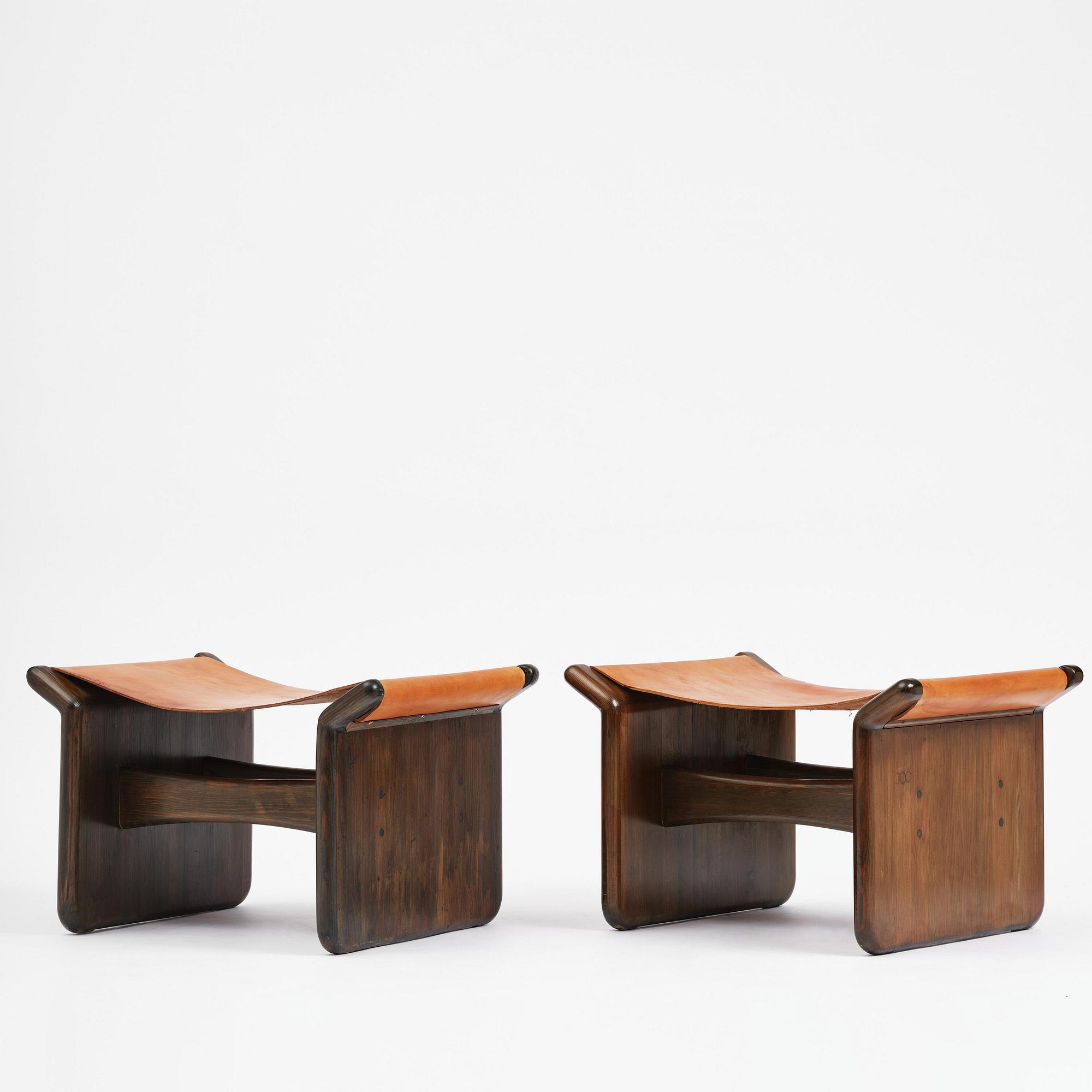 Tapio Wirkkala, a pair of stools, executed by Reino Huotari, Finland, 1981, for the Finnish Glass Museum.