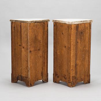 A pair of French Directoire corner cabinets from late 18th century.