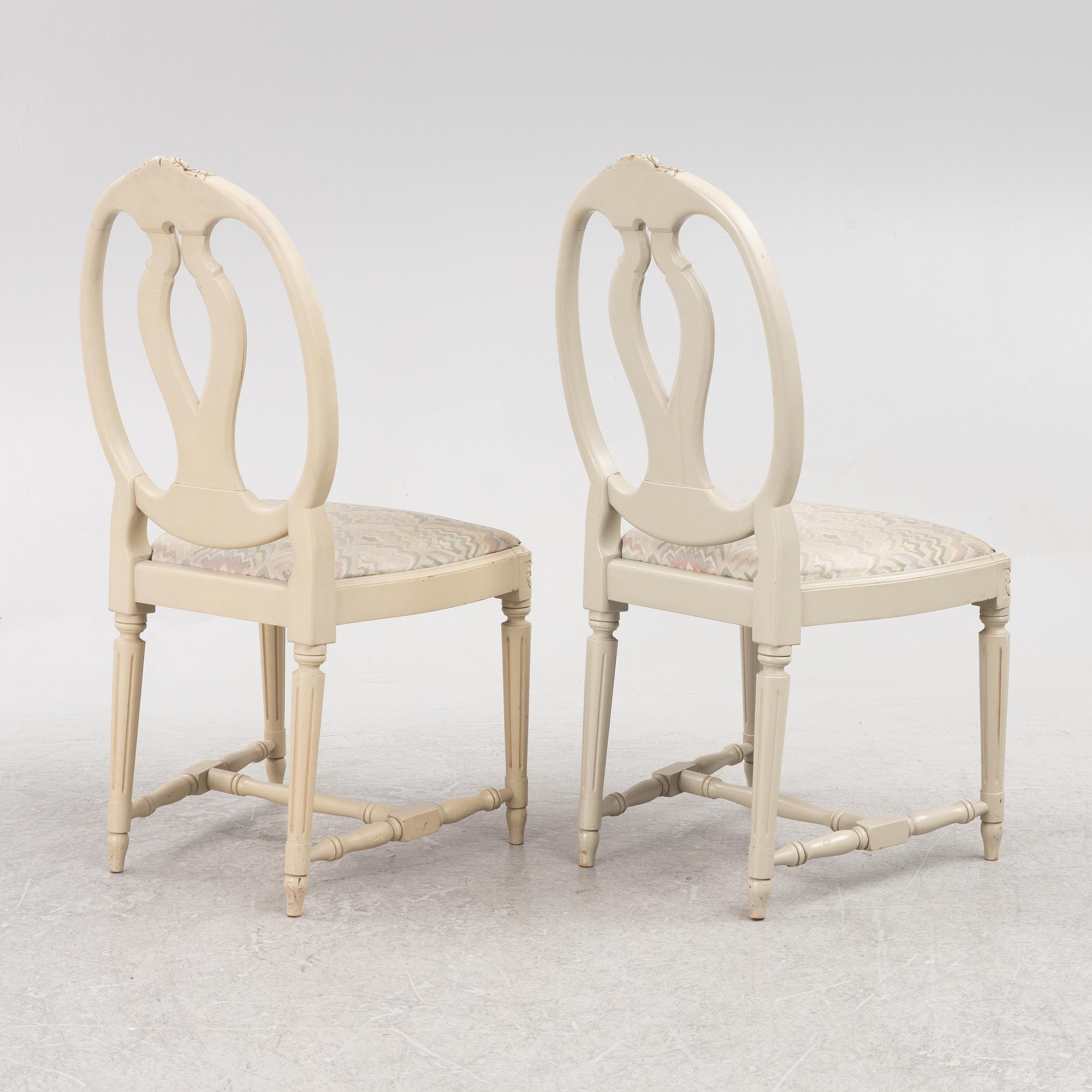 A set of eight Gustavian style chairs, late 20th century.
