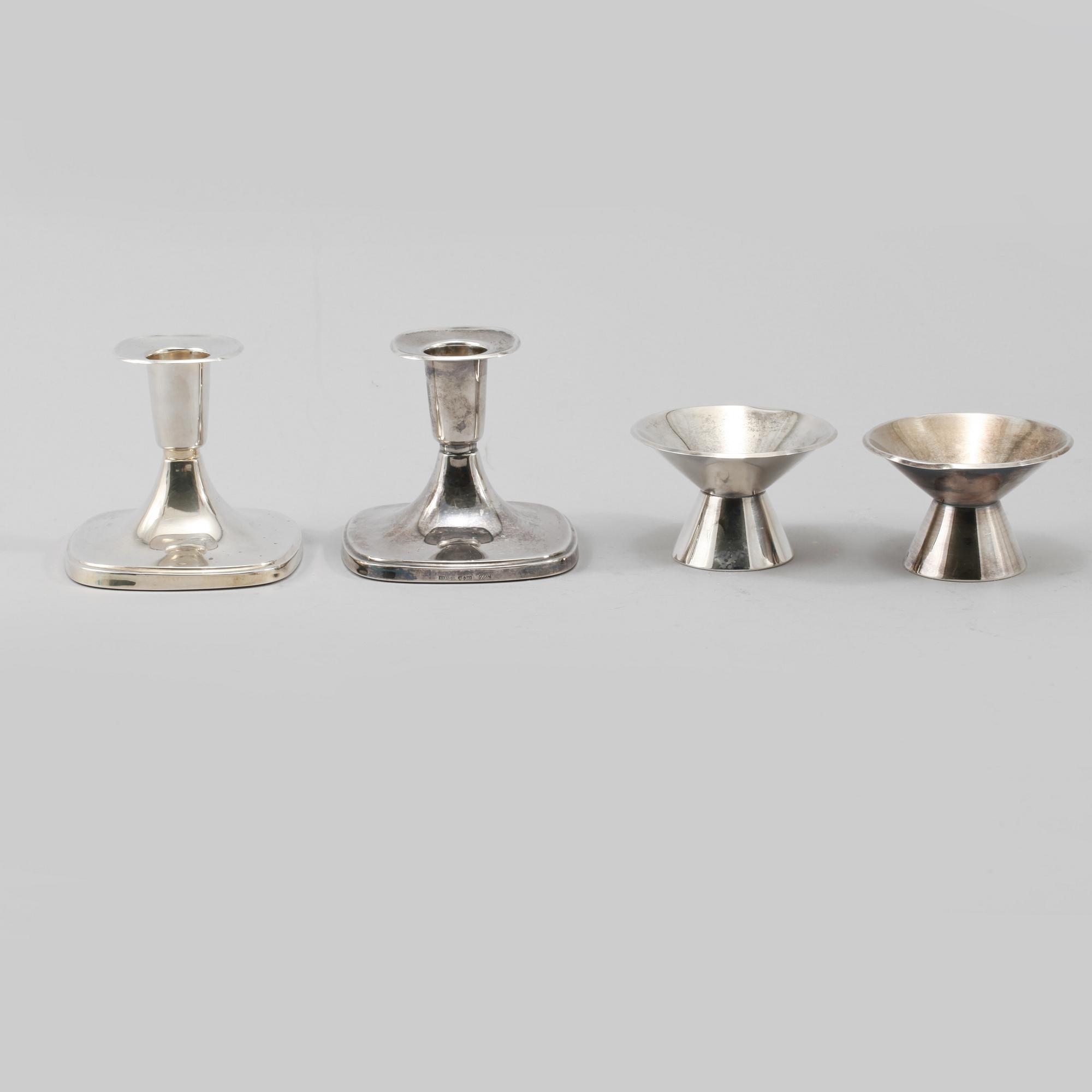 LJUSSTAKAR, 2 par, silver, Sverige, 1900-talets andra hälft.