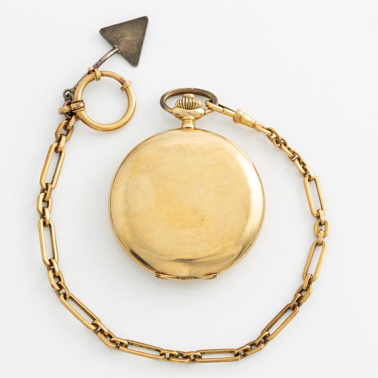 Viking, fickur 14k guld samt länk 18k guld, savonett, 51,5 mm.