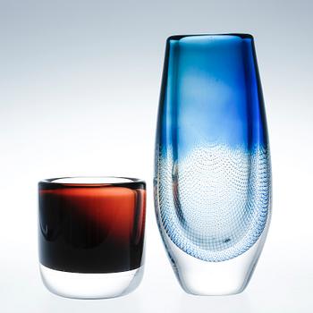 VASER 2 st. Sven Palmqvist, Orrefors. Kraka respektive Expo, 1960-70-tal.