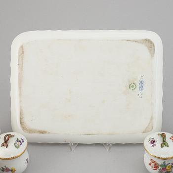 Twelve cream cups with tray, 'Saxon flowers' from Royal Copenhagen.