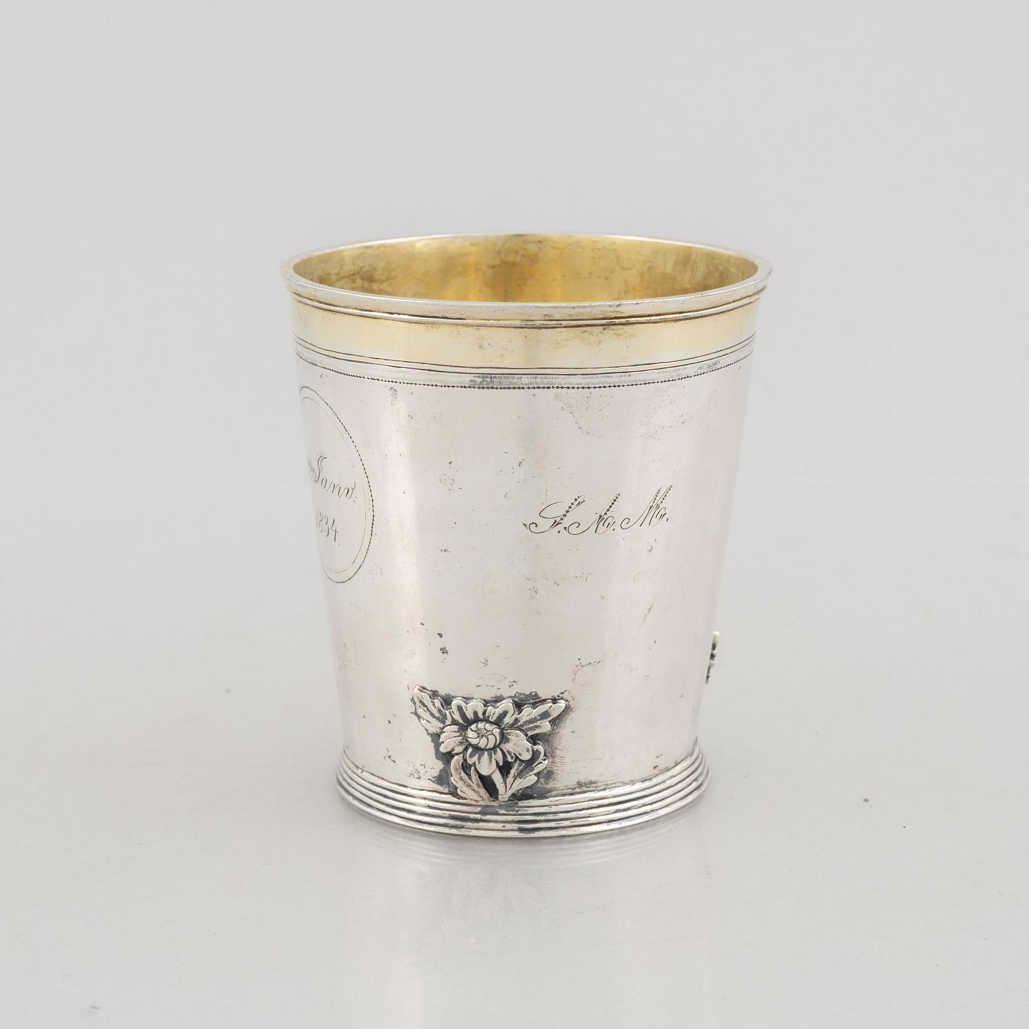 A Danish parcel-gilt silver beaker, mark of Peter Terpager Hagen, Copenhagen 1791.