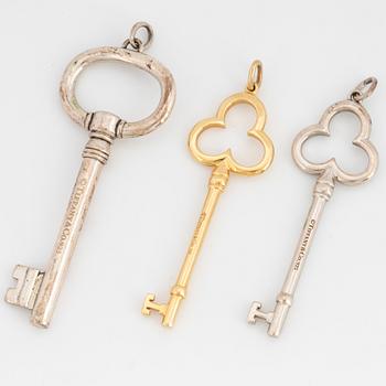 3 silver and 18K gold Tiffany & Co key pendant.