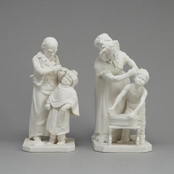 TWO PARIAN GROUPS, Gustafsberg, ca 1900.