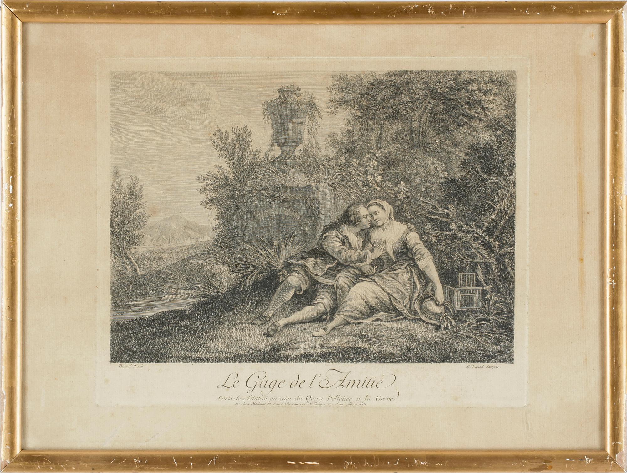 KOPPARSTICK, 4 st, bla möjligen efter Pierre Bernard, trol 1700/1800-tal.