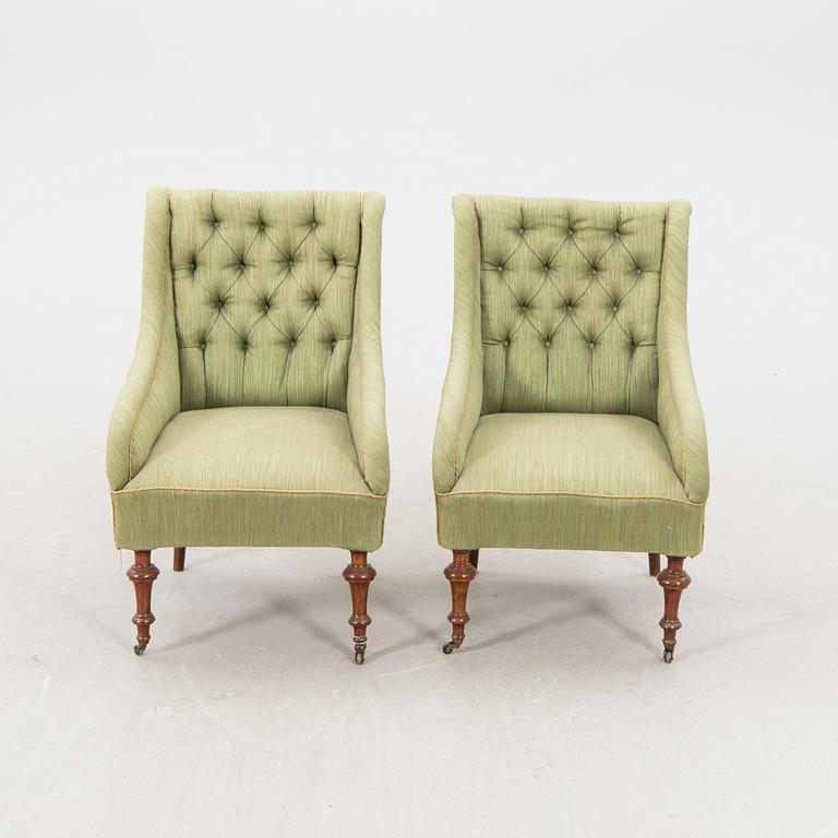 A pair fo late 19th century armchairs.
