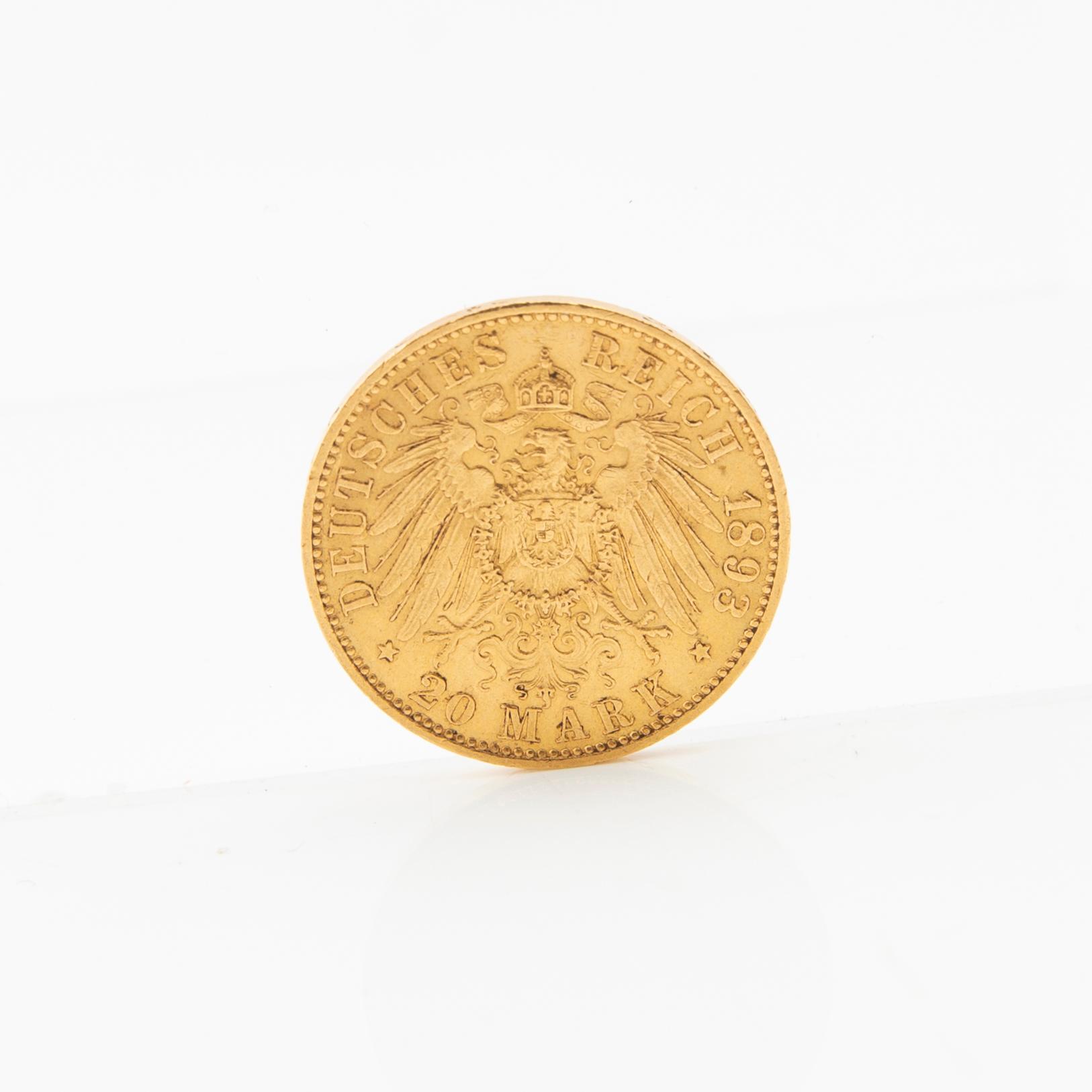 Gold coin 20 marks 1893 German Empire Wilhelm II.