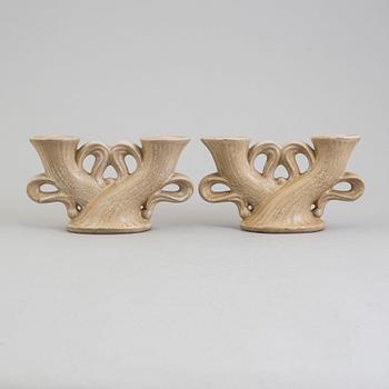 EWALD DAHLSKOG, a pair of ceramic candelabra from Bo Fajans.