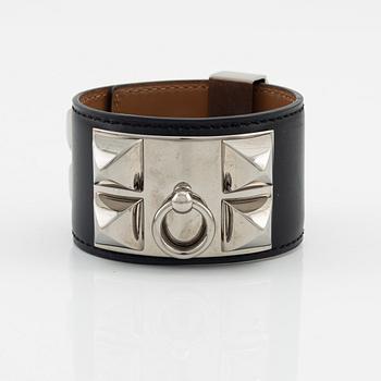 Hermès, a black Box calf skin 'Collier de Chien' bracelet, 1997.