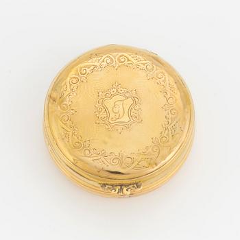 PILLERASK, 18 k guld, omkring år 1900.