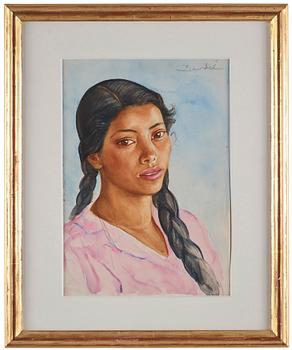 Nils von Dardel, "Young Mexican girl with braided hair".