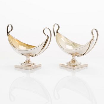 Two parcel-gilt salt cellars, one of Carl Boianowski, Saint Petersburg, Russian hallmarks, early 19th century.