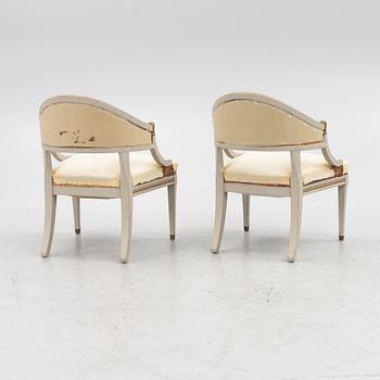 A pair of Gustavian style armchairs, early 20th century.