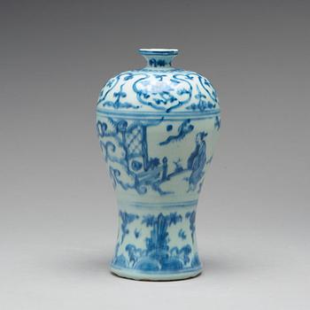 A blue and white Meiping vase, Ming dynasty, 16th Century.