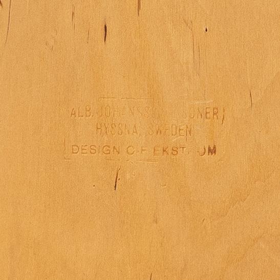 Carl-Evert Ekström, dining table with four chairs, AB Johansson & söner, Hyssna. Mid-20th century.