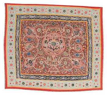 EMBROIDERY. Antique Rascht Embroidery. Persia (Iran). 107 x 123 cm.