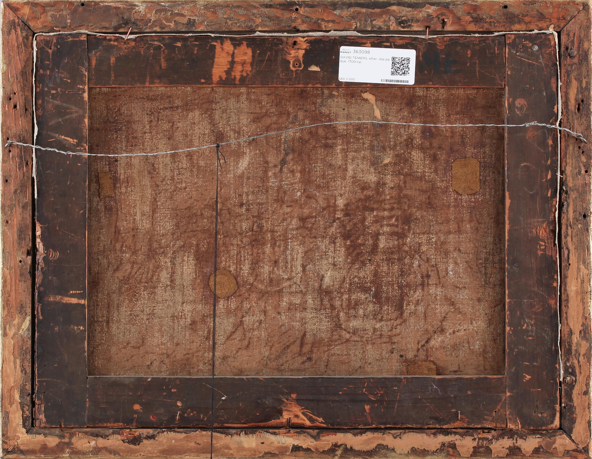 DAVID TENIERS, efter, olja på duk, 1700-tal.