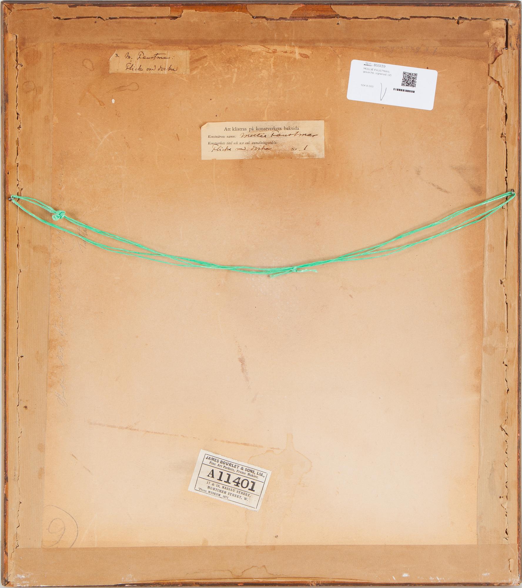 MOLLIE FAUSTMAN, gouache, signed.