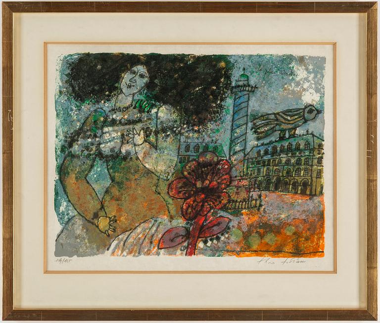 Three signed Theo Tobiasse lithographs.