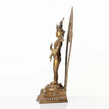 Boddhisatva, Avalokiteshvara, förgylld kopparlegering, Nepal, 1900-tal.