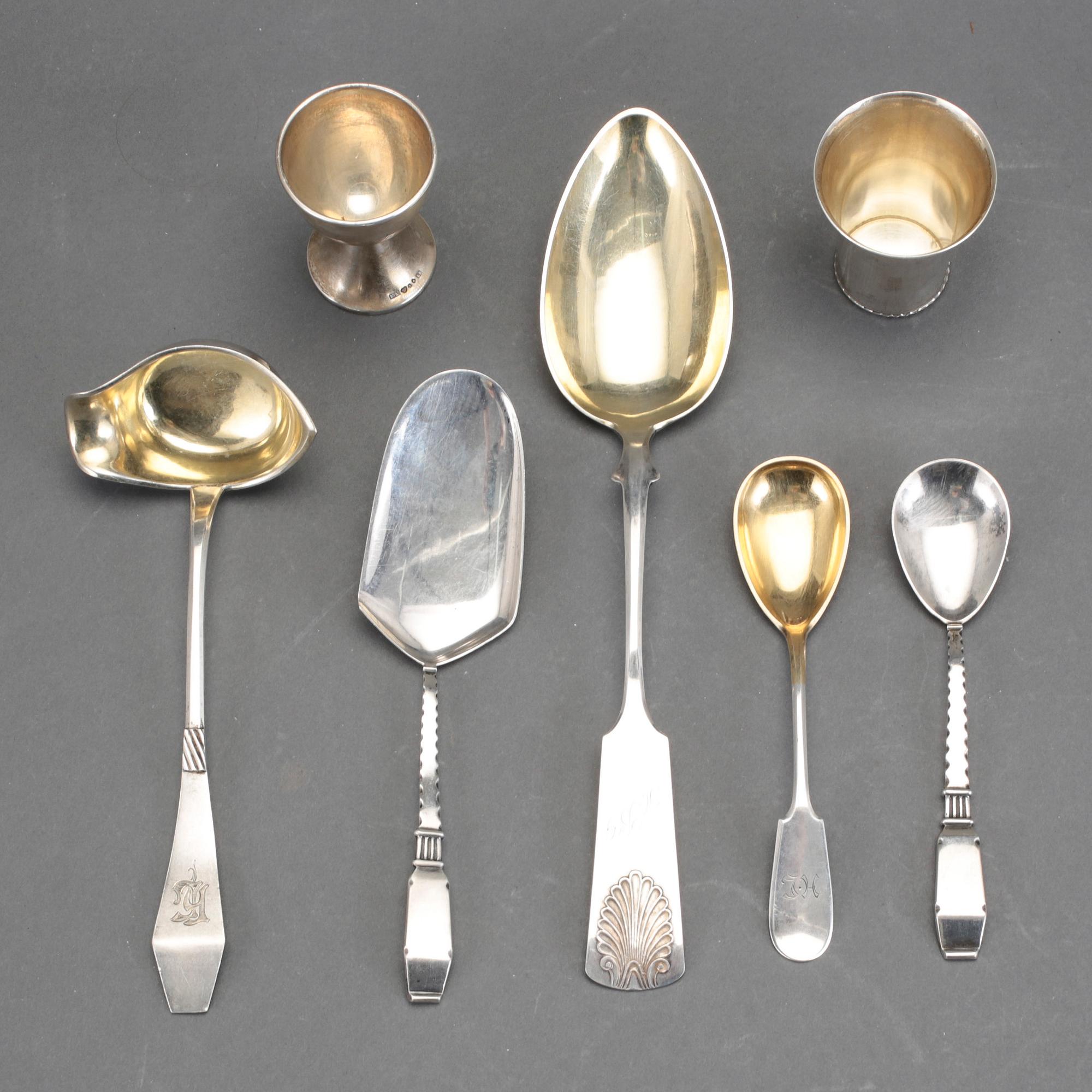 PARTI SILVER, 7 delar. Finland och Sverige, 1900-tal. Bl a Stockholm 1931. Vikt ca 254 gram.